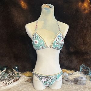 Mermaid SeimwearFloral Bikini - Green and White L (5235)